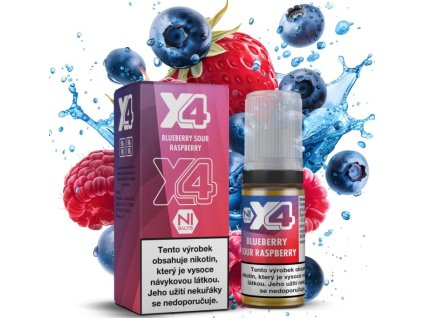 liquid x4 bar juice boruvka a malina blue sour raspberry 10ml 10mg