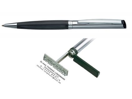 Heri Diagonal Wave Black, kuličkové pero s razítkem V6221