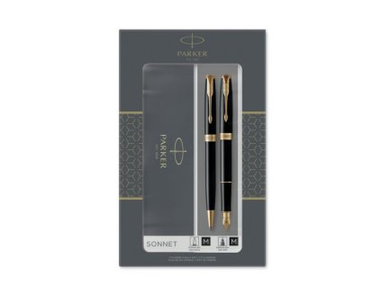 Parker Royal Sonnet Black GT, dárková sada plnicího a kuličkového pera 1501/8893371