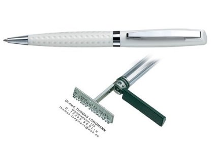 Heri Classic Grip White, kuličkové pero s razítkem V6451