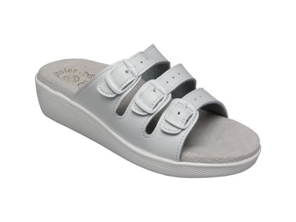 Santé SI/03D3 dámský pantofel Bianco bílá třípásková 42