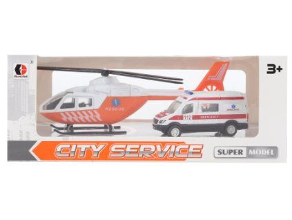 Sanitka a helikoptéra kovová
