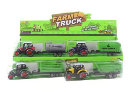 Traktor kov/plast pull back v krabičce