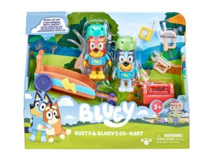 Bluey a Rusty Sada figurek Gokart Motokára