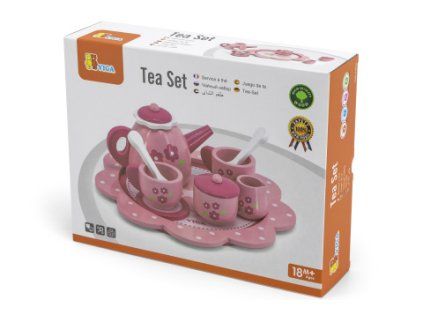 Dřevěný čajový set s tácem