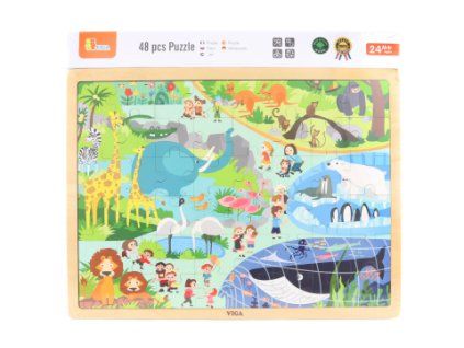 Dřevěné puzzle 48 dílků - Zoo
