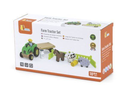 Dřevěný traktor se zvířátky