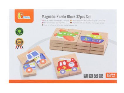 Dřevěné magnetické puzzle - dopravní prostředky