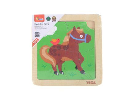 Dřevěné puzzle 4 dílky - kůň