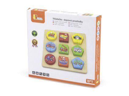 Dřevěné puzzle vkládačka - doprava v české krabici