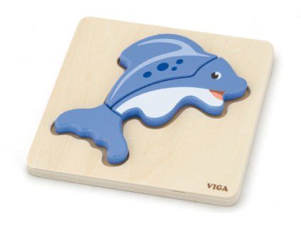 Dřevěné puzzle pro nejmenší - delfín