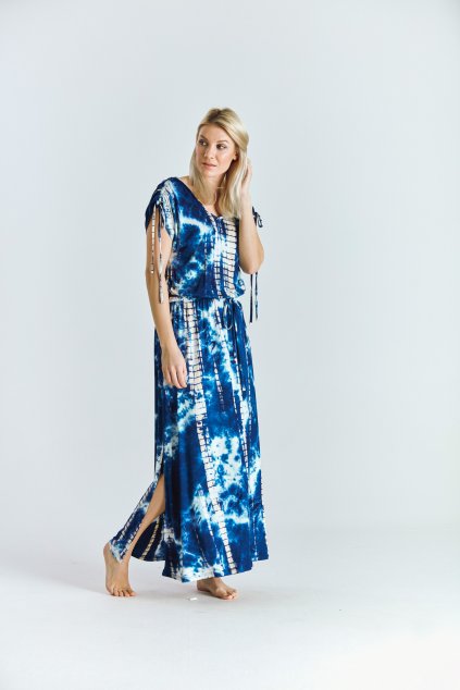 Dámské boho šaty batika modrá
