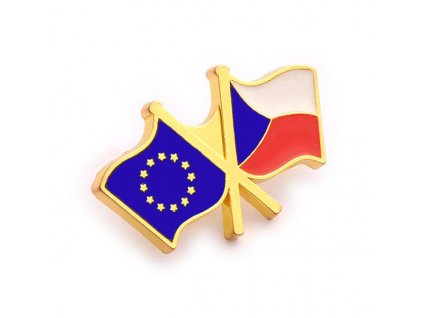 Odznak s Českou vlajkou-ČESKA REPUBLIKA-ČESKY ODZNAK-PINS CZECH REPUBLIC-Státní symbol ČR-vlající vlajka Evropské unie a České republiky-European Union