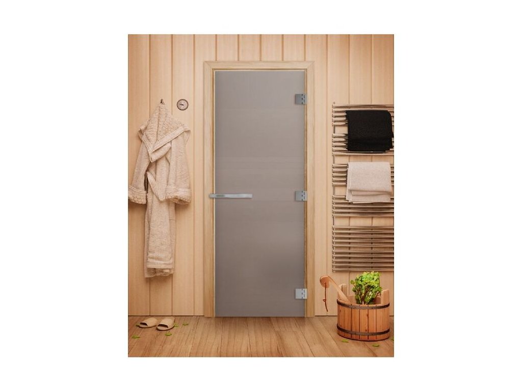 Dveře do sauny 190x70cm, matné sklo Satin, rám osika