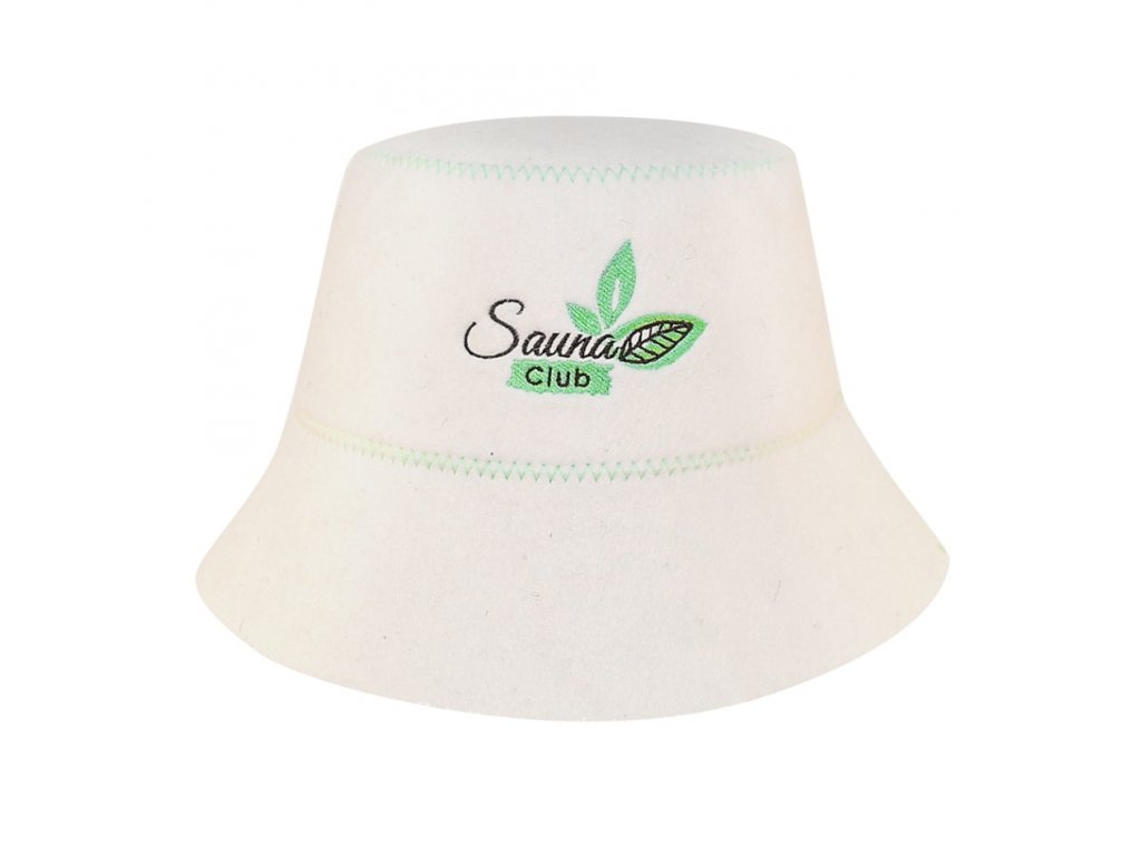 Saunová čepice s výšivkou SAUNA club, vlna plstěná