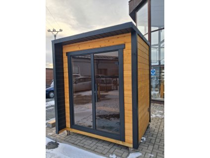 Venkovní finská sauna Cubic XXS 2x1,86m, 40 mm, smrk, smontovaná. IHNED!