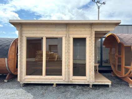 Venkovní finská sauna Hilden M 2x4m, 2 místnosti, smontovaná, výstavní kus