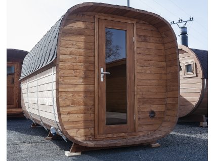 Venkovní sauna Nelio 4x2,2 m, 2 místnosti, smrk