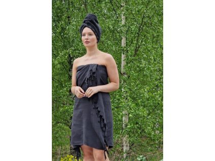 Bamboo Towel Black + Hair Towel