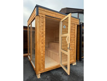 Finská izolovaná sauna SCANDI SLIM, saunový domek 2,3x2,3 m, 80 mm, smrk