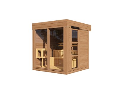 Finská izolovaná sauna ThermoWOOD SCANDI SLIM 2,3x2,3 m, 80 mm