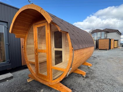 Sudová sauna s předsíní 3,5 m s přístřeškem, 2 místnosti, cedr, smontován