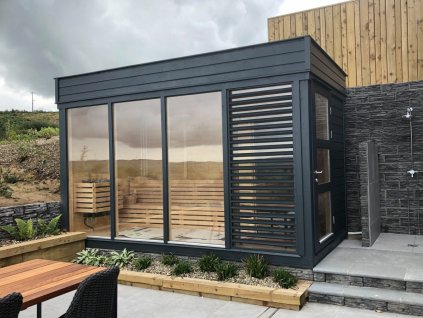 sauna cube 4 x 2 m with a changing room