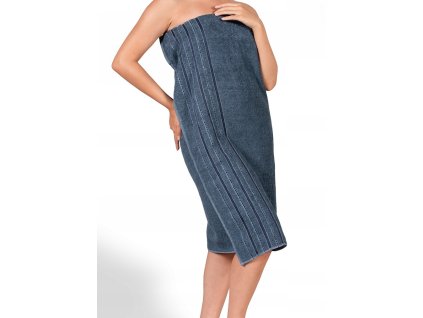 Saunový kilt dámský s kapsou SOTRA, modrý, 85x150 cm, bavlna, froté
