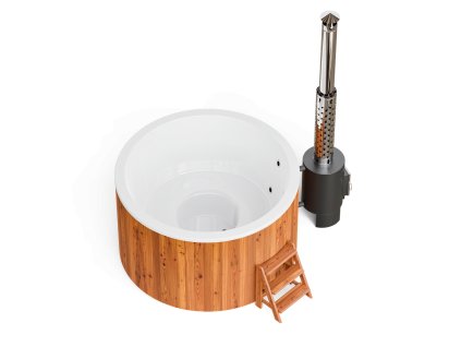 Koupací káď  HOT TUB s externím ohřevem 195 cm, Thermowood, bílý, termokryt