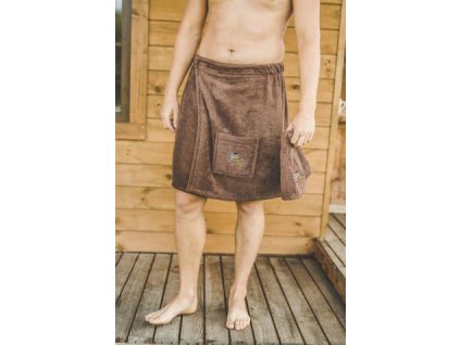 Kilt do sauny pánský 55×150 cm, hnědý, 100% bavlna