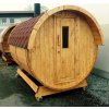 Venkovní sudová sauna 2,8x2,05 m, s přístřeškem, smrk