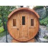 Venkovní sudová sauna s předsíní LUX 4x2,35m, 2 místnosti, smrk