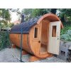 Venkovní sudová sauna s předsíní LUX 4x2,35m, 2 místnosti, smrk