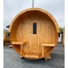 Venkovní sudová sauna 3,50x2,05m, s předsíní a terasou, smrk