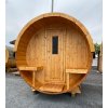 Venkovní sudová sauna 3,50x2,05m, s terasou, 2 místnosti, smrk