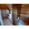 Sauna Kvádr s terasou 4,33 x 2,4 m, Thermowood, LED světla, smontovaná