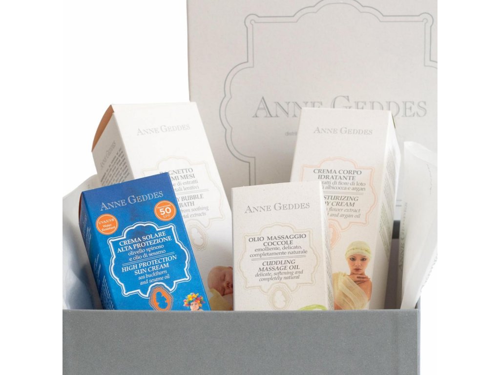 Anne Geddes Italian cosmetics Anne Geddes dárkový box plný bio kosmetiky pro maminku a děťátko