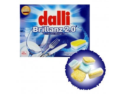 Dalli (Německo) DALLI BRILLANZ 2.0 ALL IN 1 Tablety do myčky v rozpustné fólii 40ks