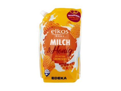Elkos (Německo) ELKOS BODY Tekuté mýdlo - náplň 750ml Vůně ELKOS: MILCH & HONIG (žlutá)