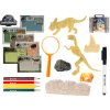 Jurský svět-kufřík průzkumníka s lupou, psacími potřebami a se sadou dinosauřích fosilií v krabičce