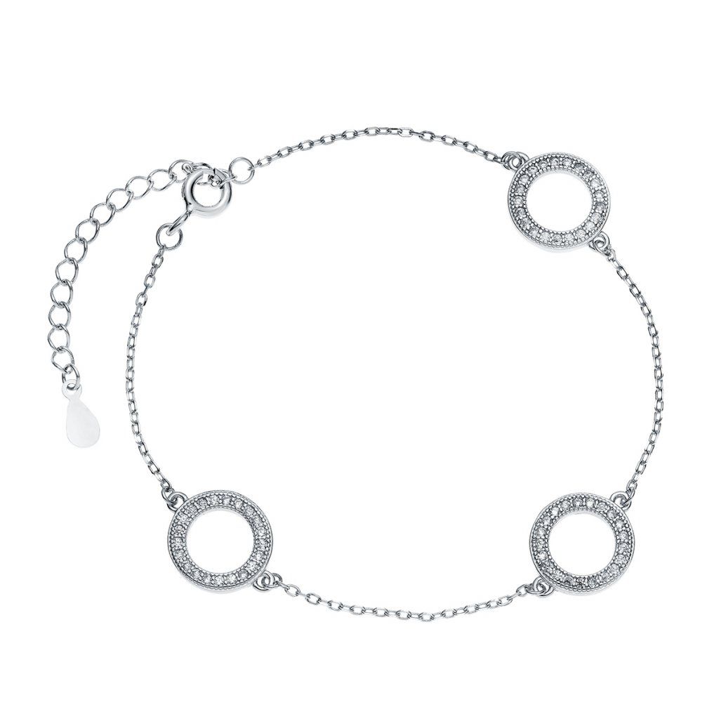 Stříbrný náramek tři kruhy Melisa