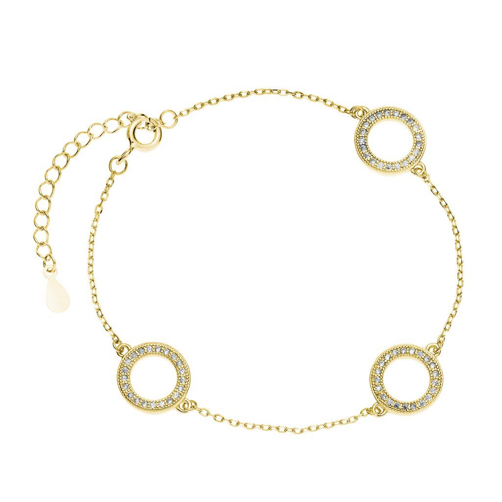 Stříbrný náramek tři kruhy Melisa gold