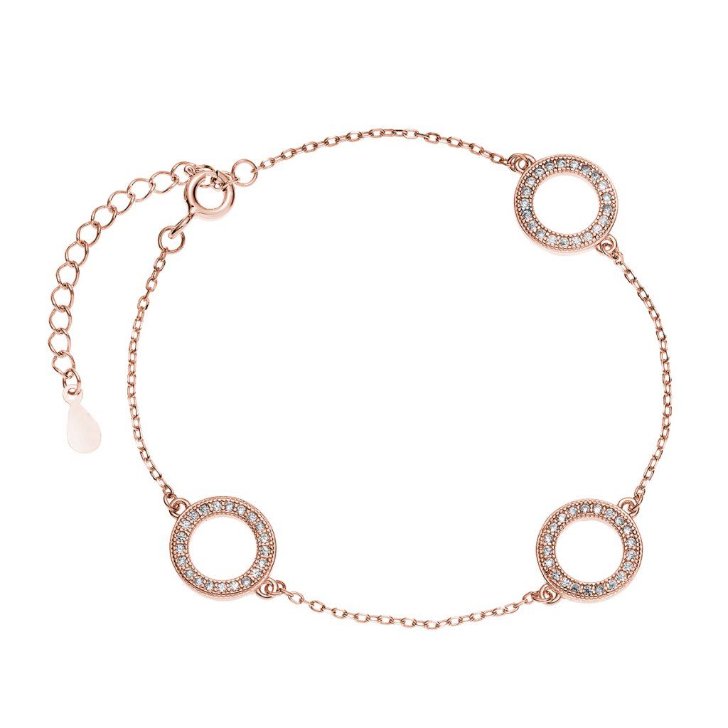 Stříbrný náramek tři kruhy Melisa rose