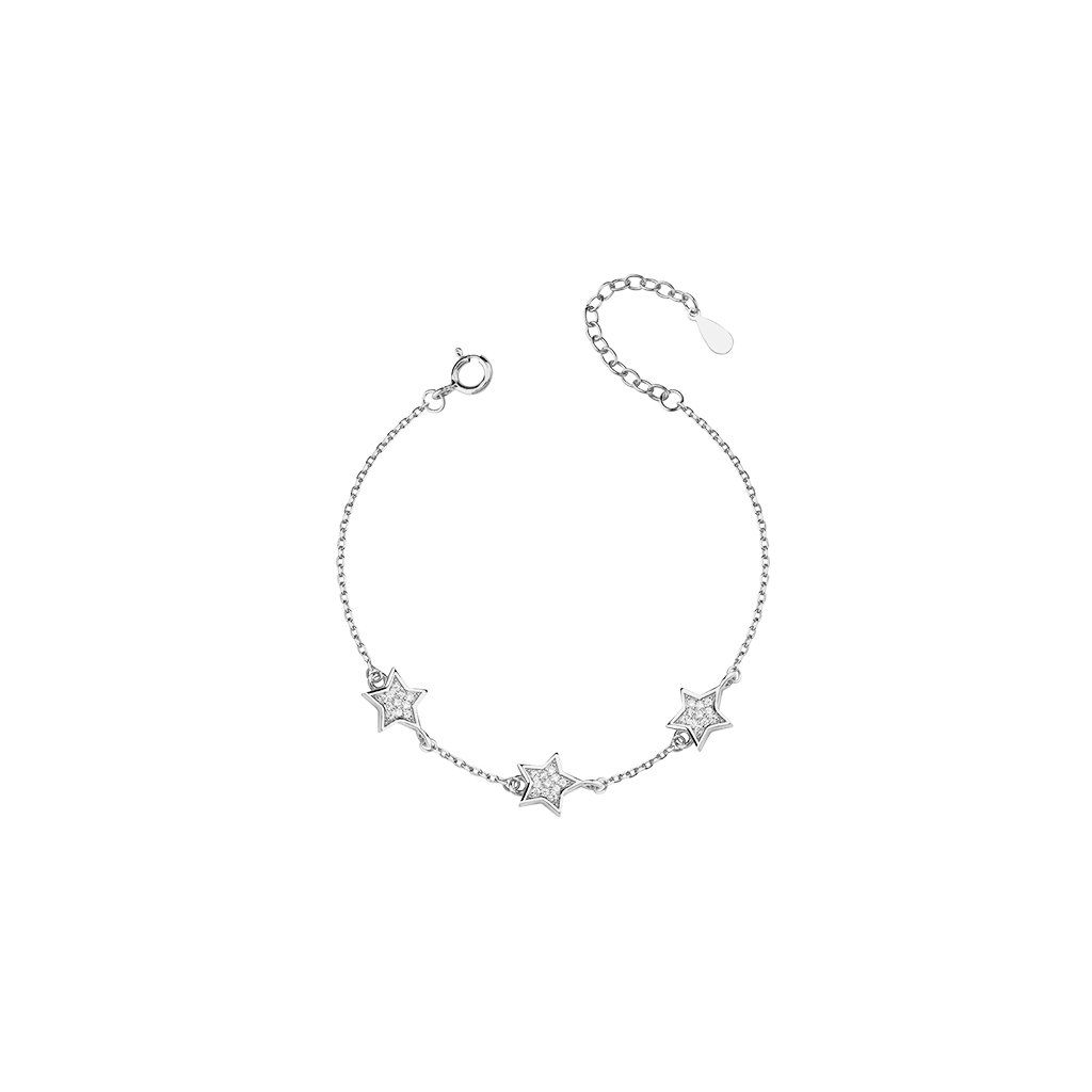Stříbrný náramek hvězdy se zirkony