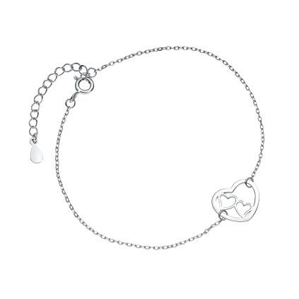 Stříbrný náramek srdce