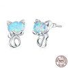 náušnice kočka s opálem