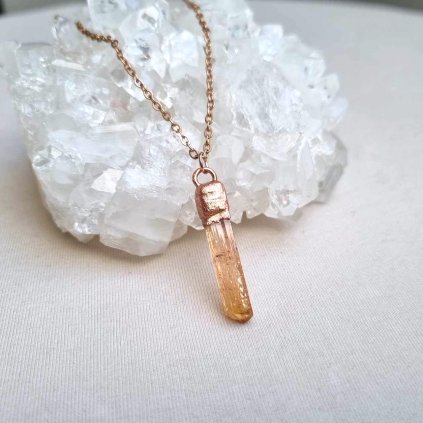 Zlatý Imperial topaz krystal - přívěsek/náhrdelník