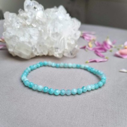 Náramek z minerálních korálků - amazonit broušený, top kvalita