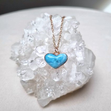 Larimar srdce mini - přívěsek/náhrdelník, Dominikánská republika