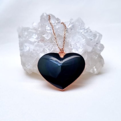 Duhový ,,rainbow" obsidián - srdce, přívěsek/náhrdelník